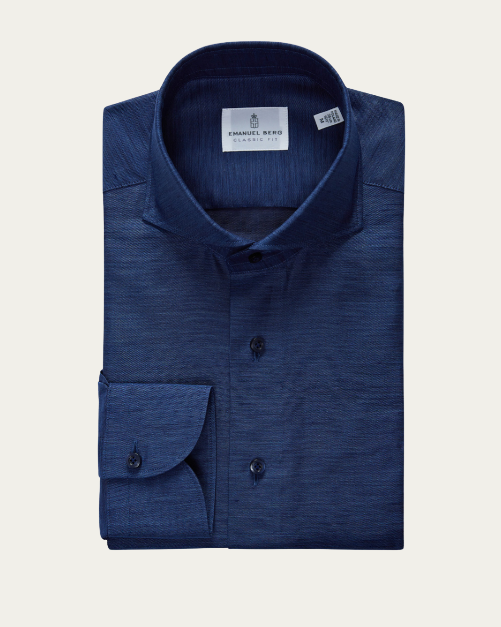 Emanuel Berg | Navy Blue Cotton and Linen Shirt