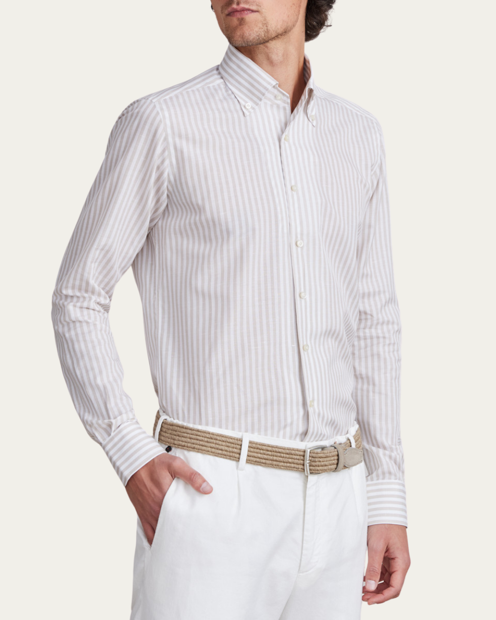 Emanuel Berg | Striped Cotton and Linen Shirt