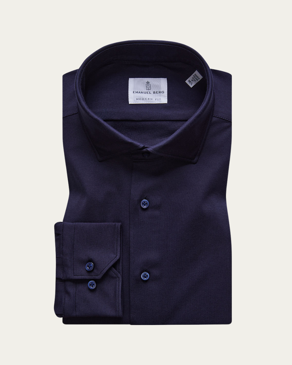 Emanuel Berg | Navy Blue 4Flex Cotton Shirt