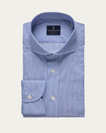 Blue Fine Striped Wrinkle Resistant Twill Shirt