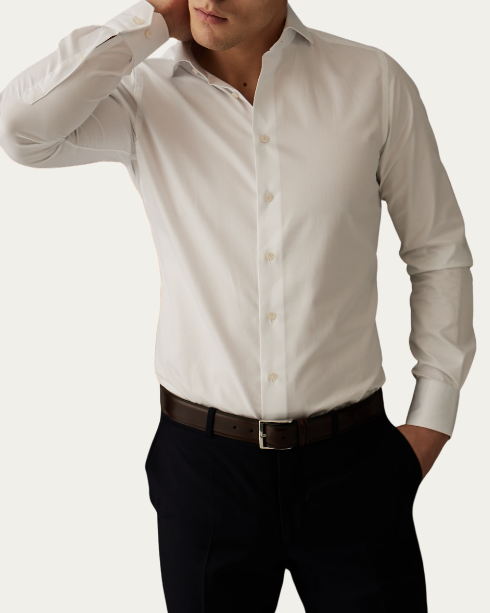 Emanuel Berg | White Wrinkle Resistant Twill Shirt