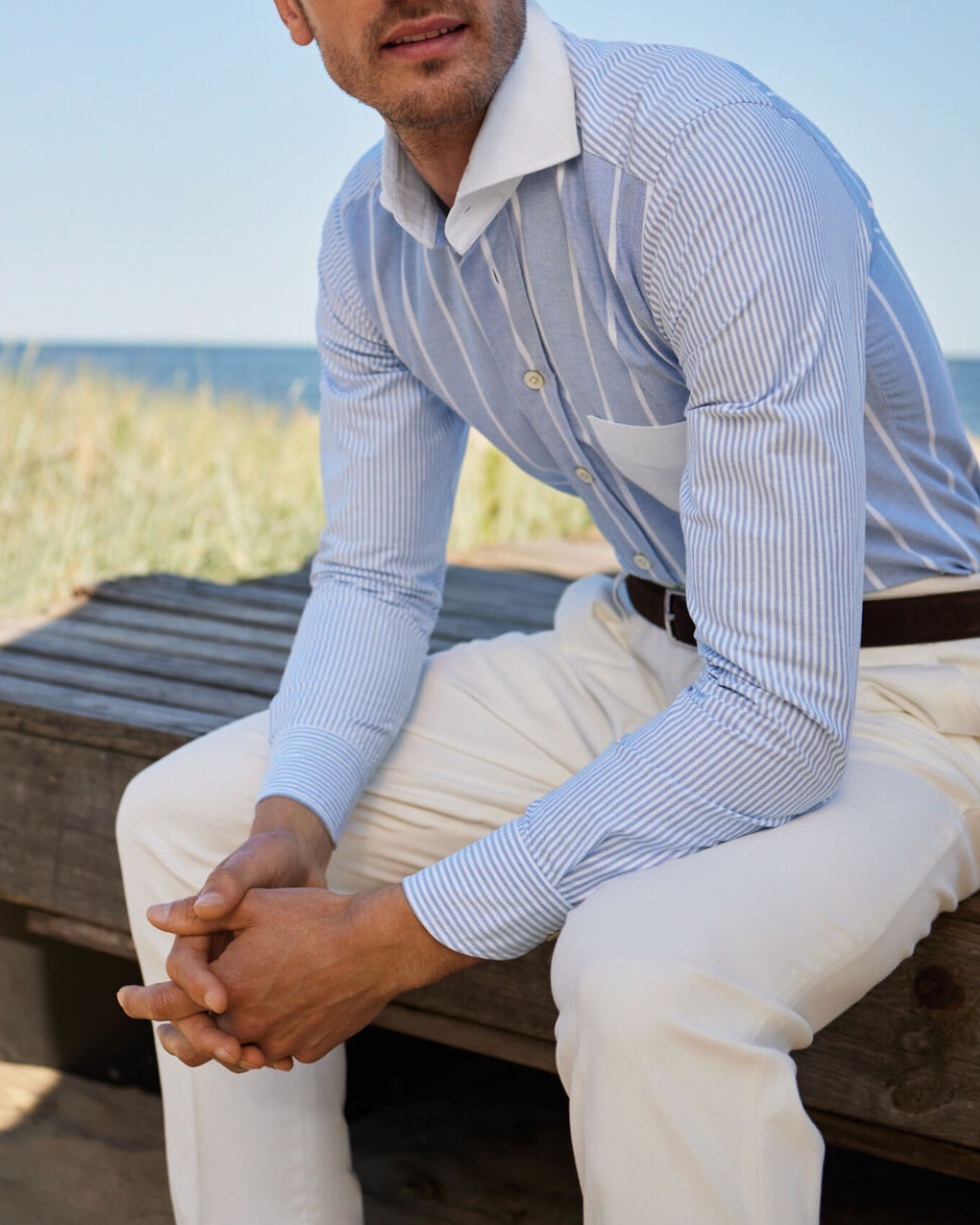 Emanuel Berg | Asymmetric Striped Oxford Shirt