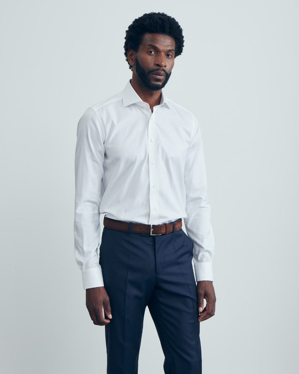 Emanuel Berg | White Wrinkle Resistant Twill Shirt