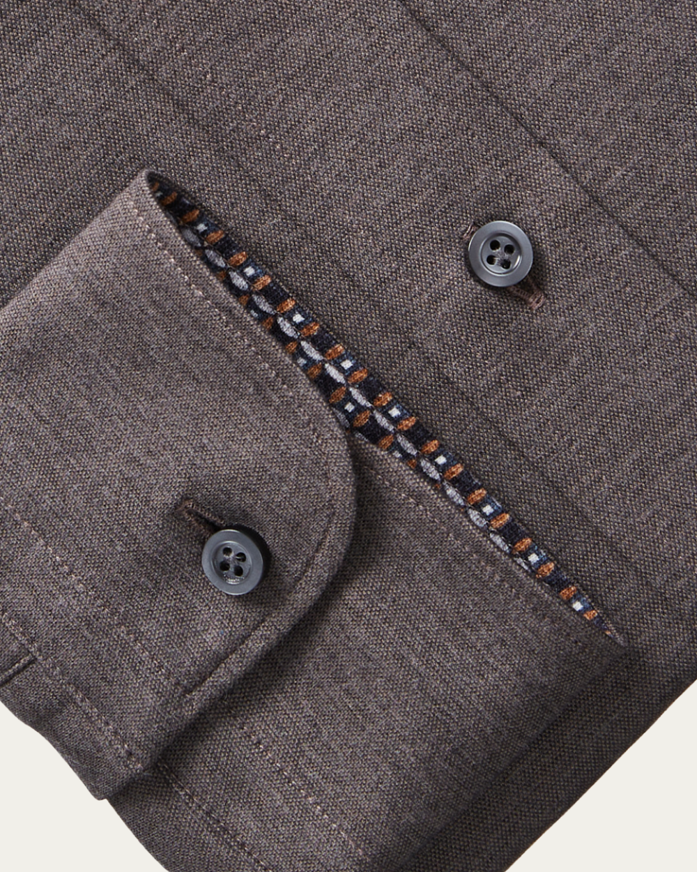 Emanuel Berg | Brown 4Flex Shirt with Geometric Contrast Details