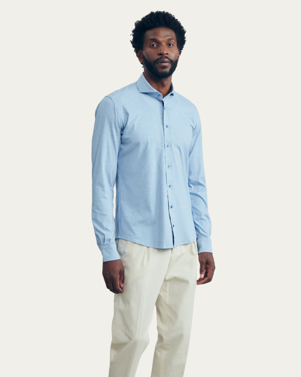 Emanuel Berg | Blue 4Flex Cotton-Blend Shirt
