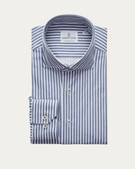 Navy Blue Striped 4Flex Cotton Shirt