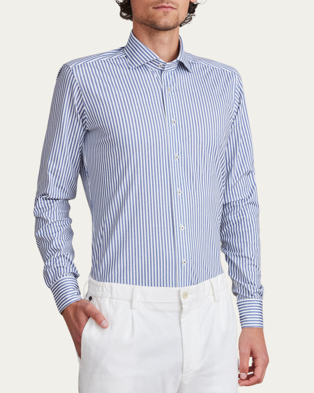 Emanuel Berg | Striped 4Flex Cotton Shirt