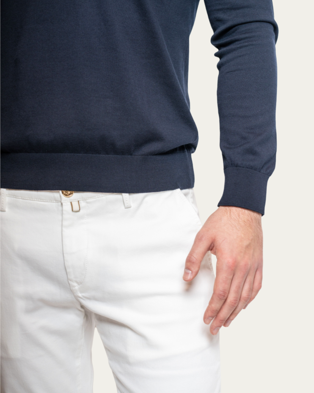 Emanuel Berg - Navy Merino Polo Sweater