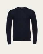 Navy Blue Merino Wool Crew-Neck Sweater