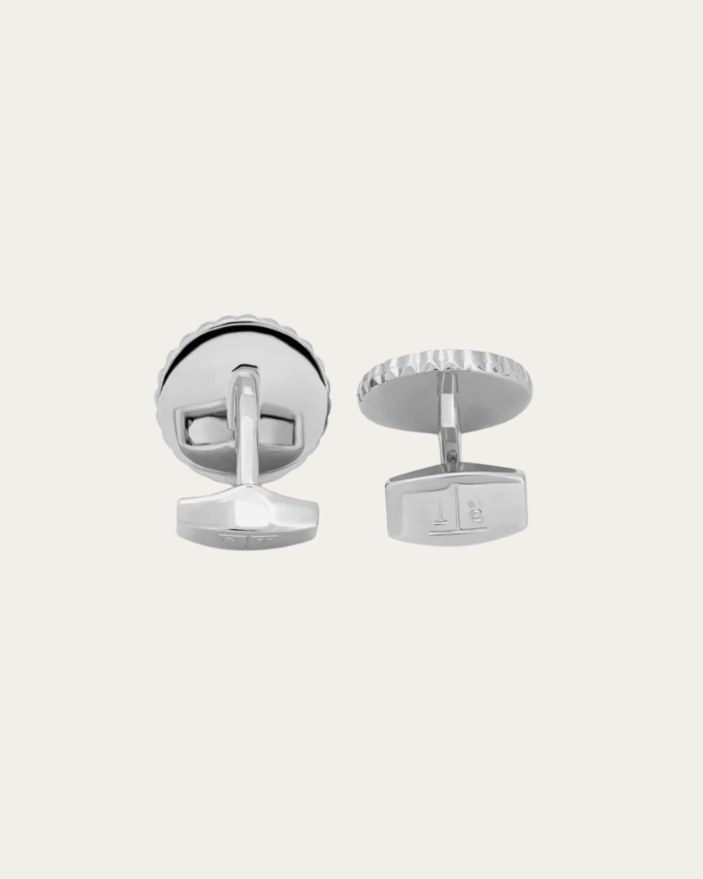 Tateossian - Diamond Giza Round Cufflinks Palladium Plated