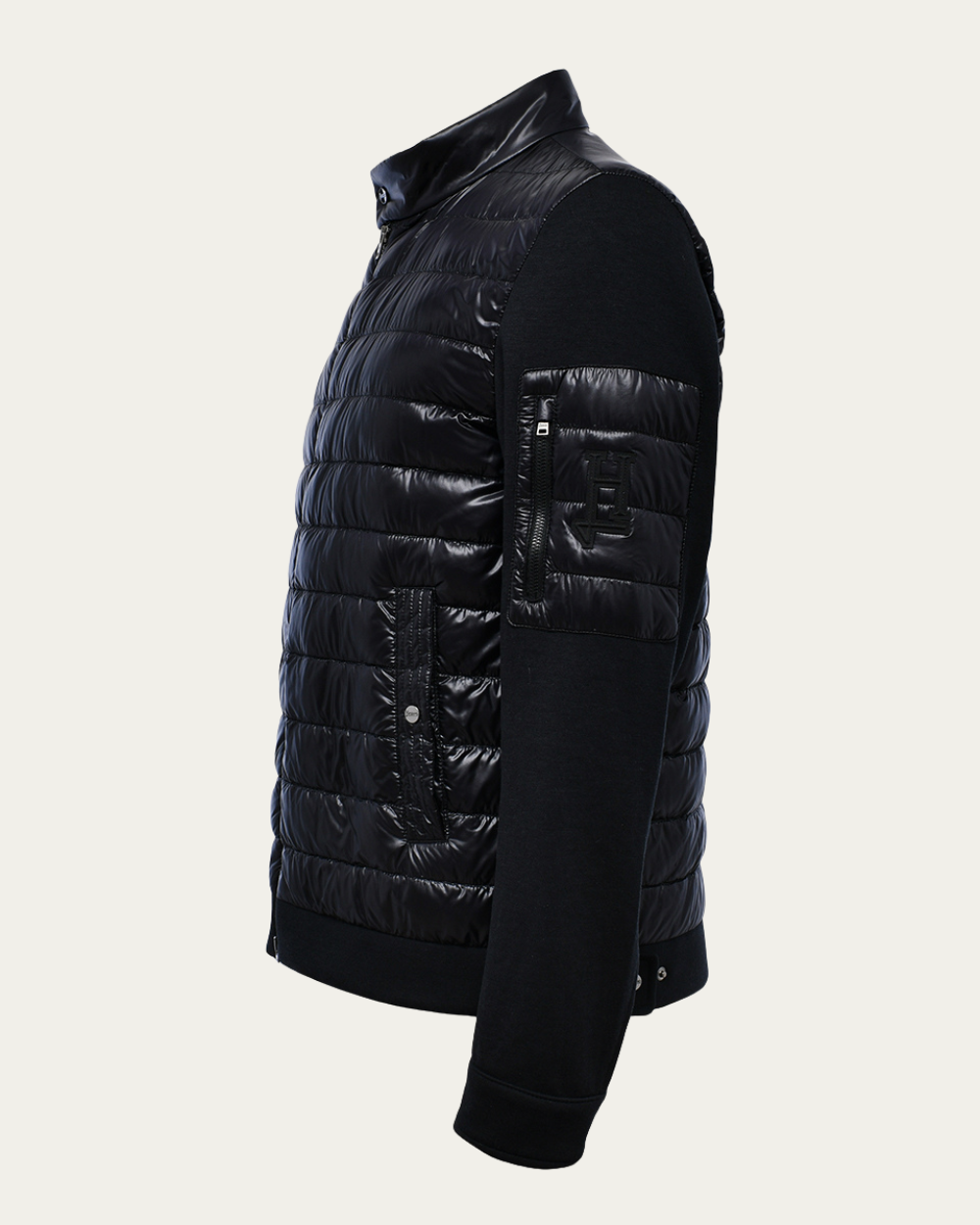 HERNO - Black Padded-Panel Zipped Jacket