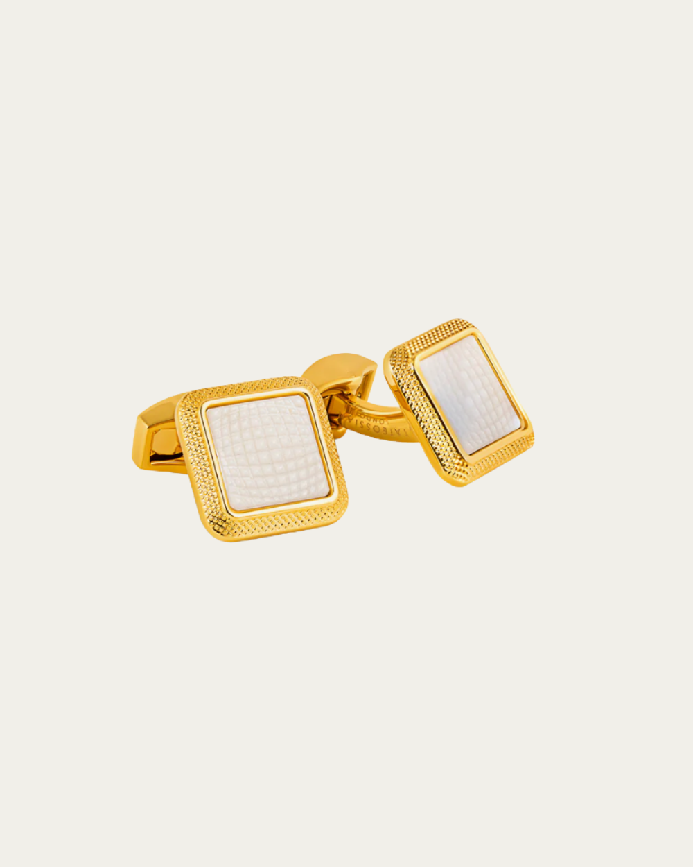 Tateossian - Spazio Square Cufflinks Yellow Gold Plated With White Mother Of Pearl