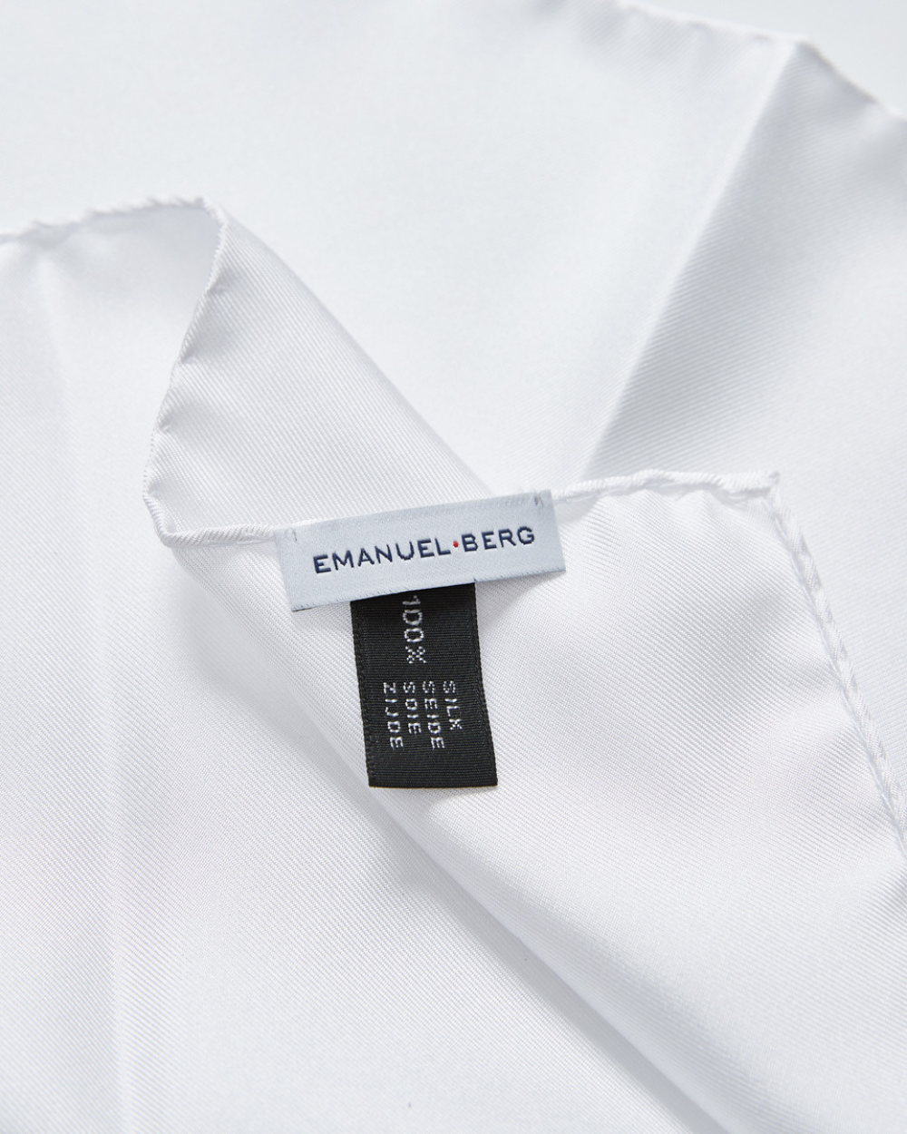 Emanuel Berg | White Silk Pocket Square