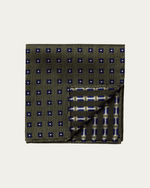 Zielona poszetka w kwiaty z jedwabiu i bawełny