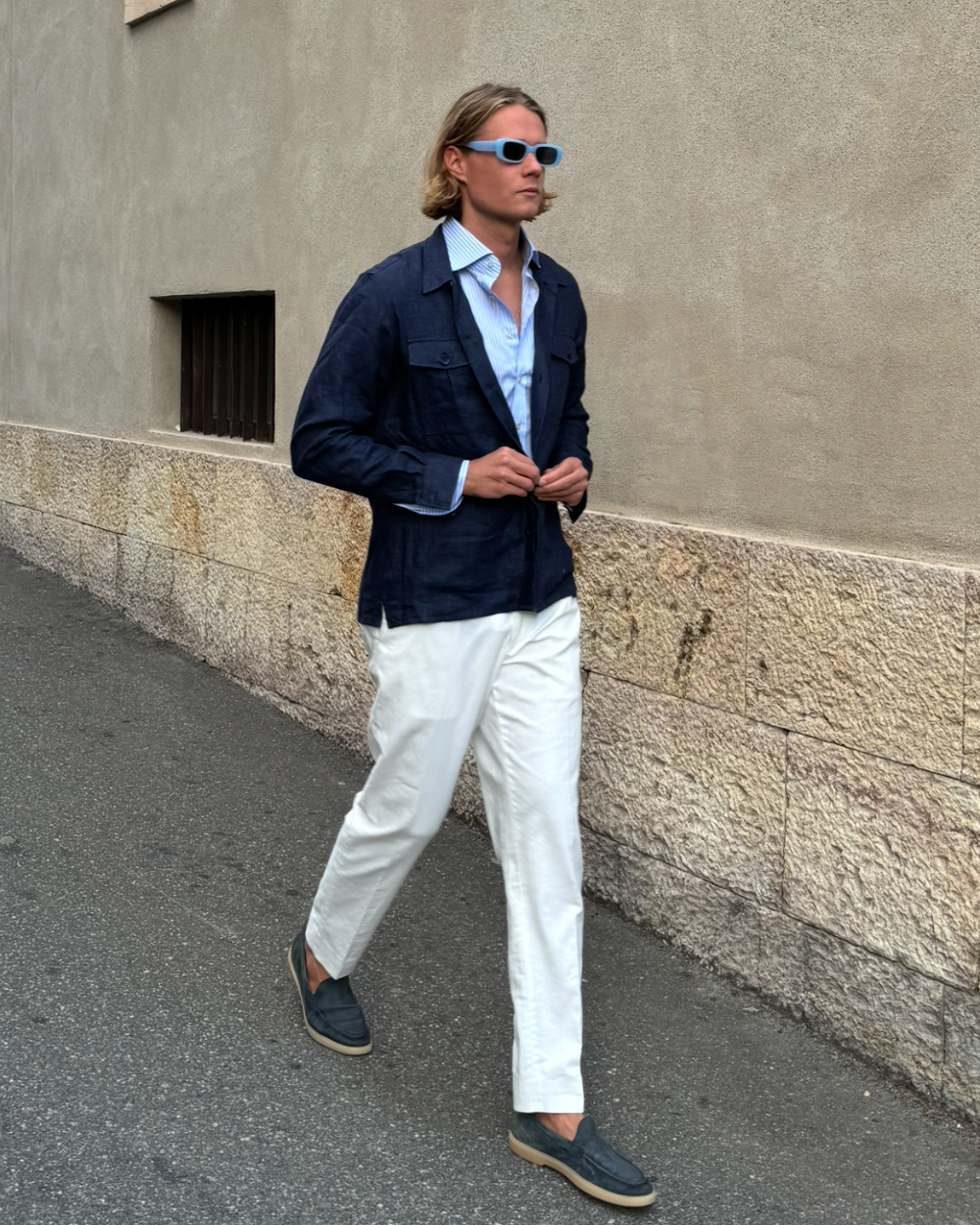 Emanuel Berg | Navy Blue Linen Overshirt