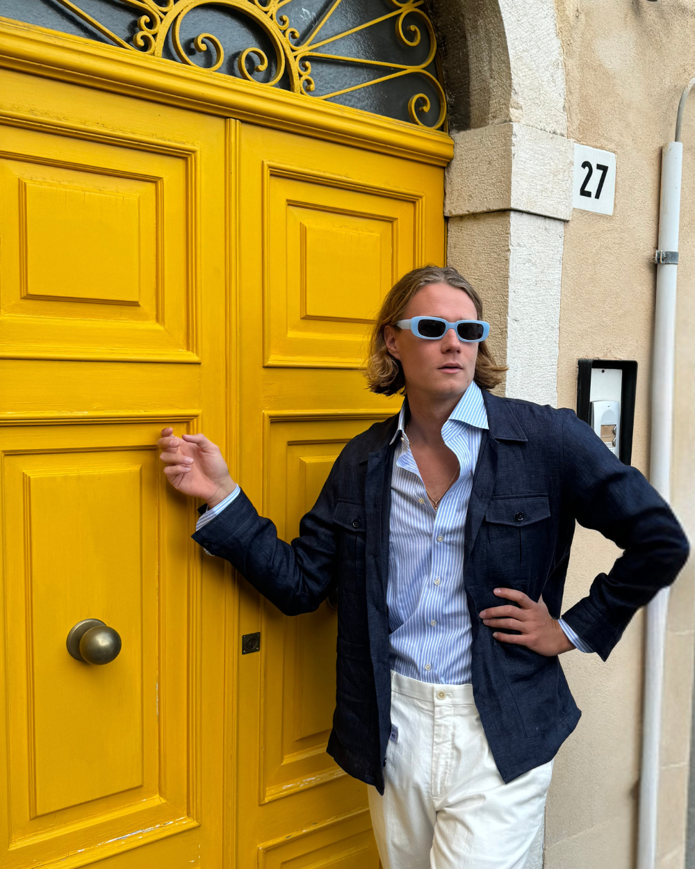 Emanuel Berg | Navy Blue Linen Overshirt