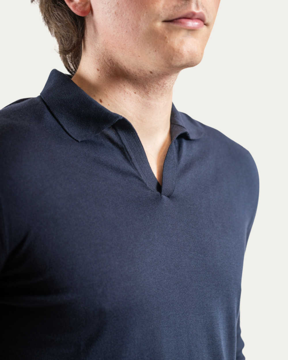 Emanuel Berg - Navy Merino Polo Sweater