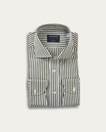 White Green Striped Poplin Cannes Shirt