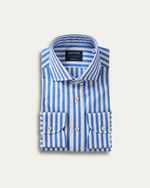 White Blue Striped Downing Shirt