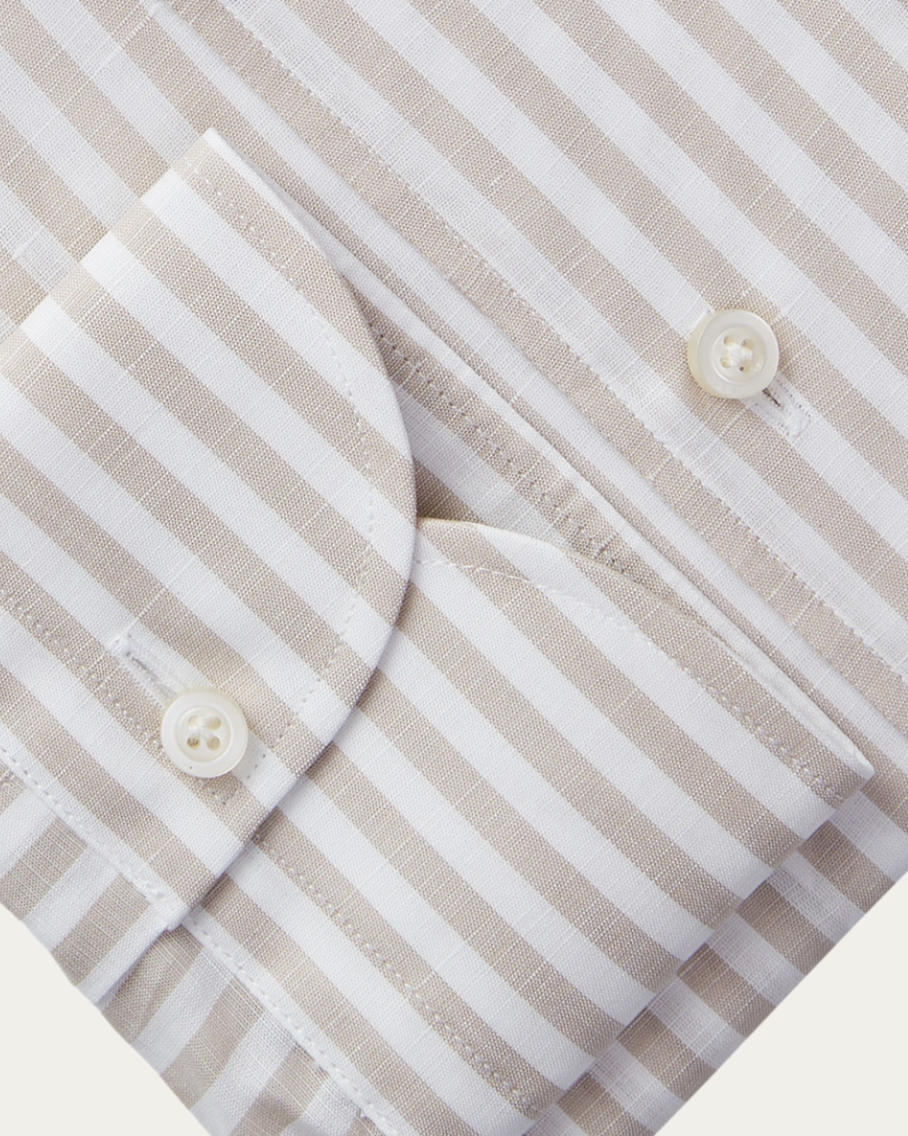 Beige Striped Cotton and Linen Shirt | Emanuel Berg