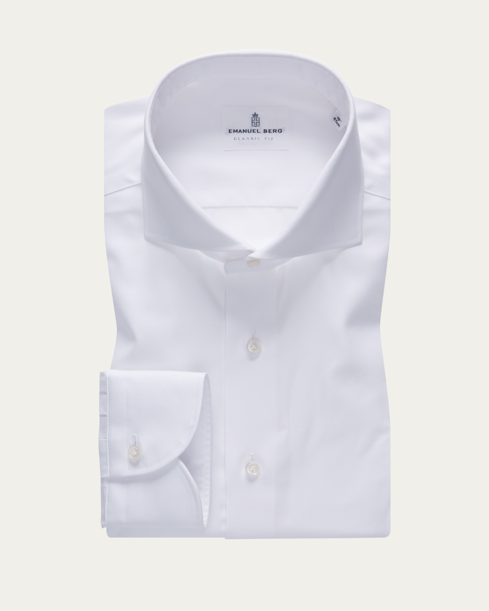 White Wrinkle Resistant Twill Shirt - Cutaway Collar | Emanuel Berg