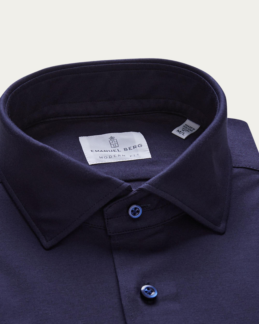 Emanuel Berg | Navy Blue 4Flex Cotton Shirt