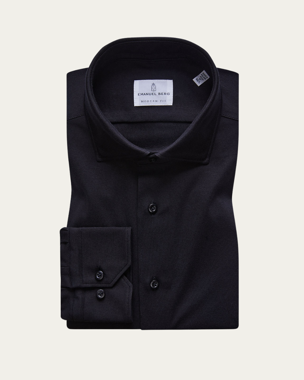 Emanuel Berg | Black 4Flex Cotton Shirt