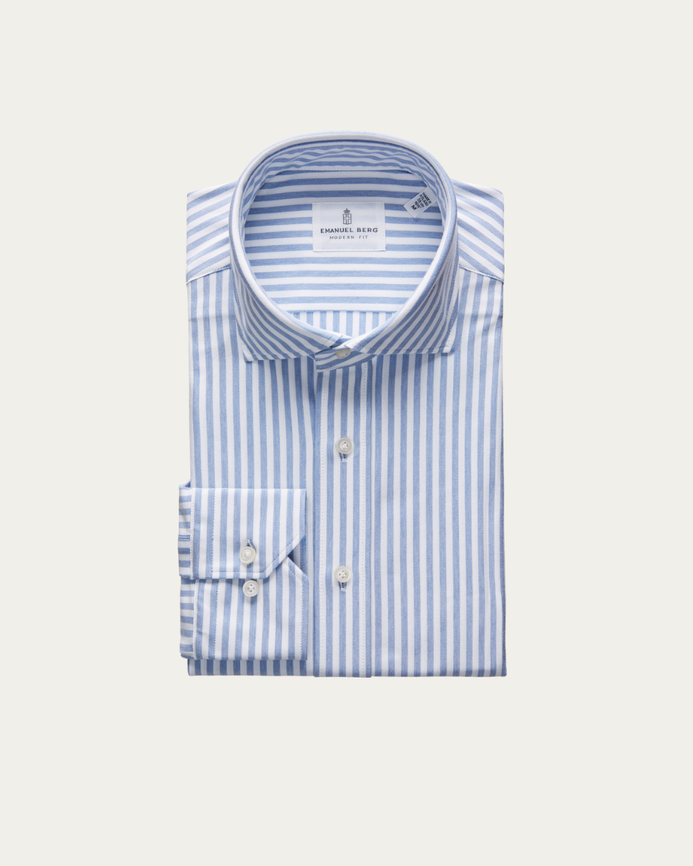 Blue Striped 4Flex Cotton-Blend Shirt | Emanuel Berg