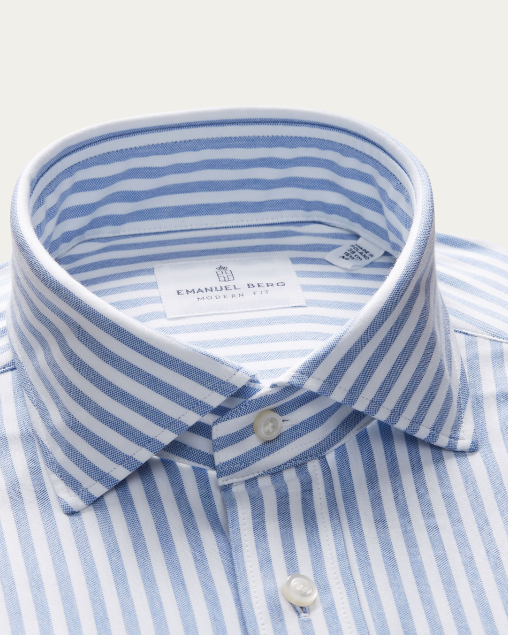 Blue Striped 4Flex Cotton-Blend Shirt | Emanuel Berg