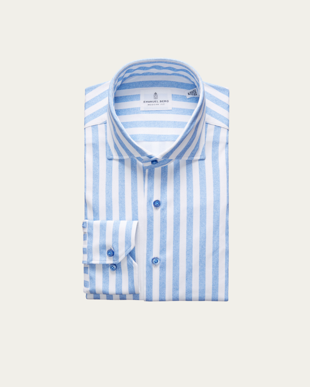 Blue Striped 4Flex Cotton Shirt | Emanuel Berg