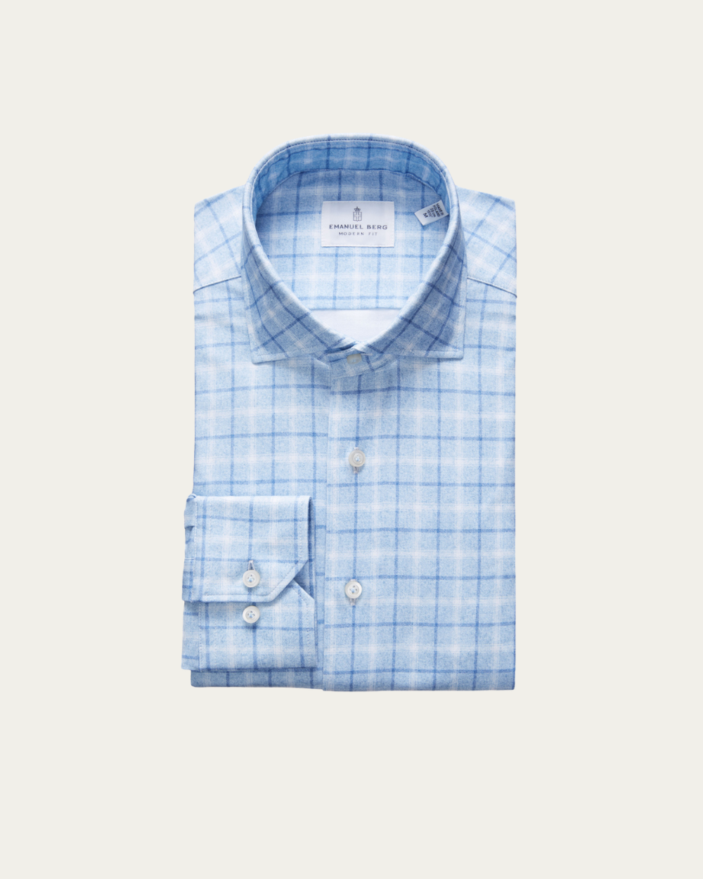 Blue Check 4Flex Cotton Shirt | Emanuel Berg