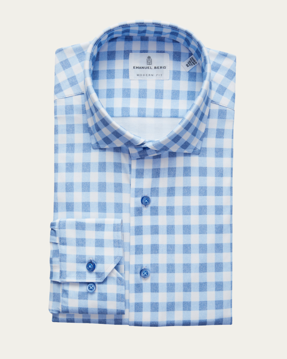 Koszula z bawełny 4Flex w niebieską kratę | Emanuel Berg