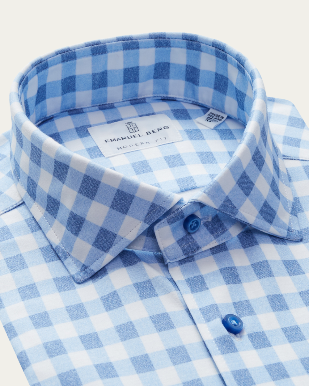 Koszula z bawełny 4Flex w niebieską kratę | Emanuel Berg