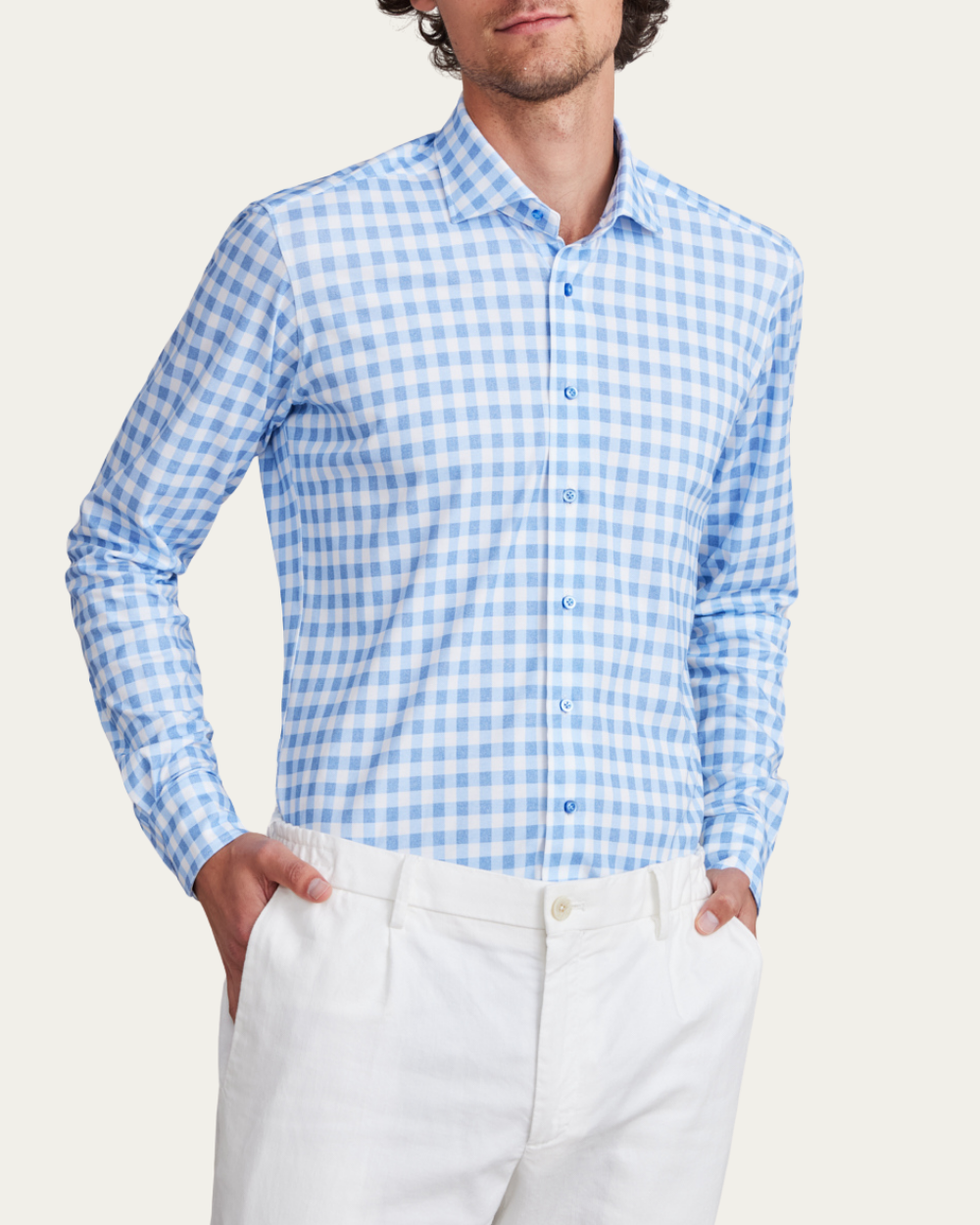 Koszula z bawełny 4Flex w niebieską kratę | Emanuel Berg