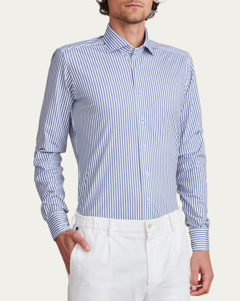Koszula w paski z bawełny 4Flex | Emanuel Berg