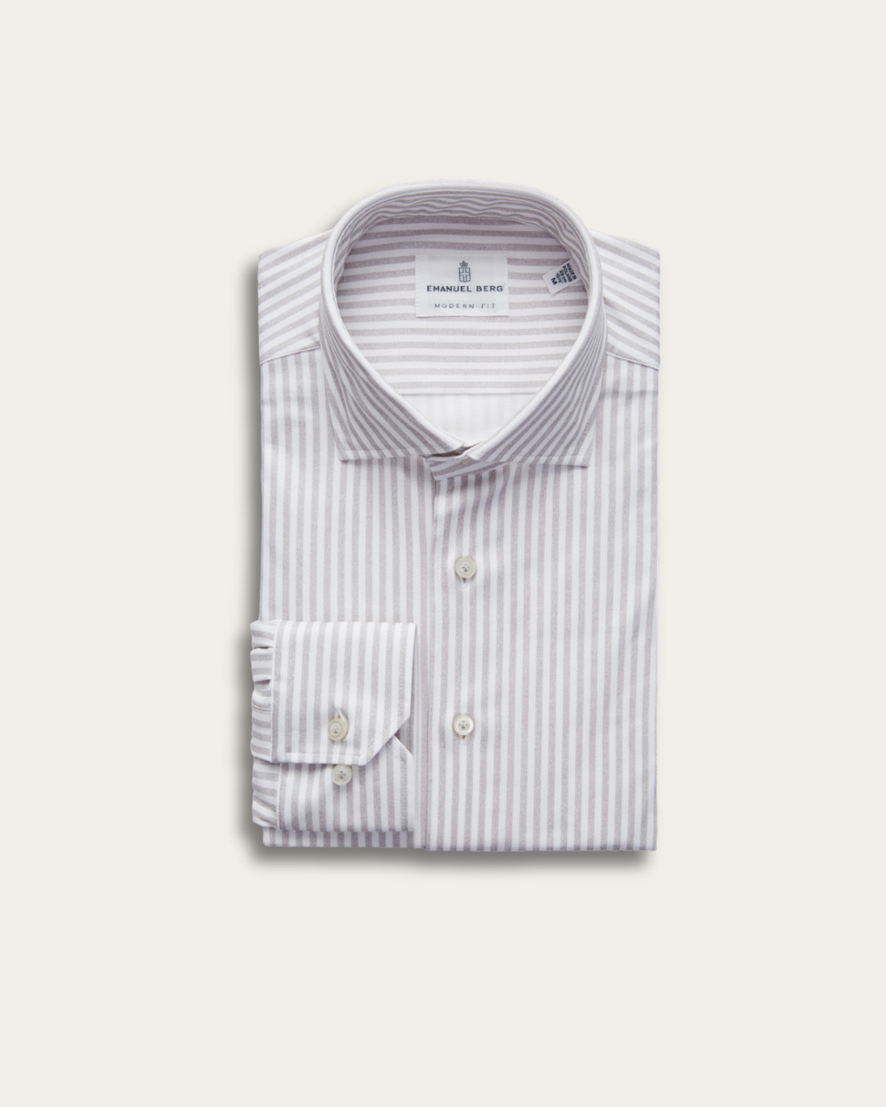 Grey Striped 4Flex Cotton Shirt | Emanuel Berg