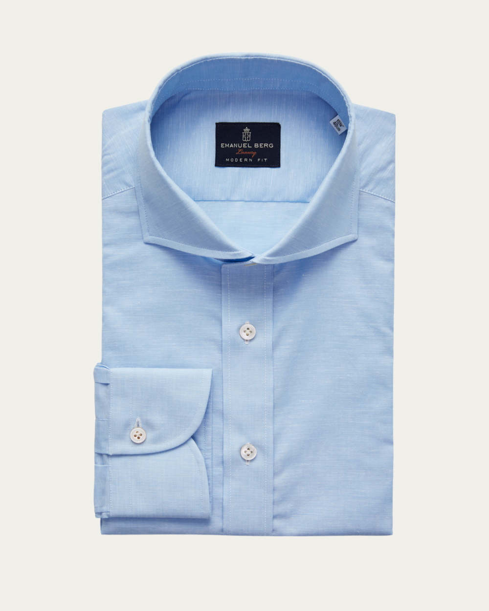 Blue Cotton-Linen Chambray Shirt | Emanuel Berg