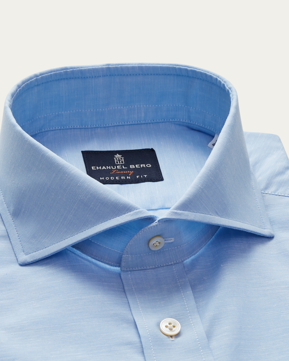 Blue Cotton-Linen Chambray Shirt | Emanuel Berg