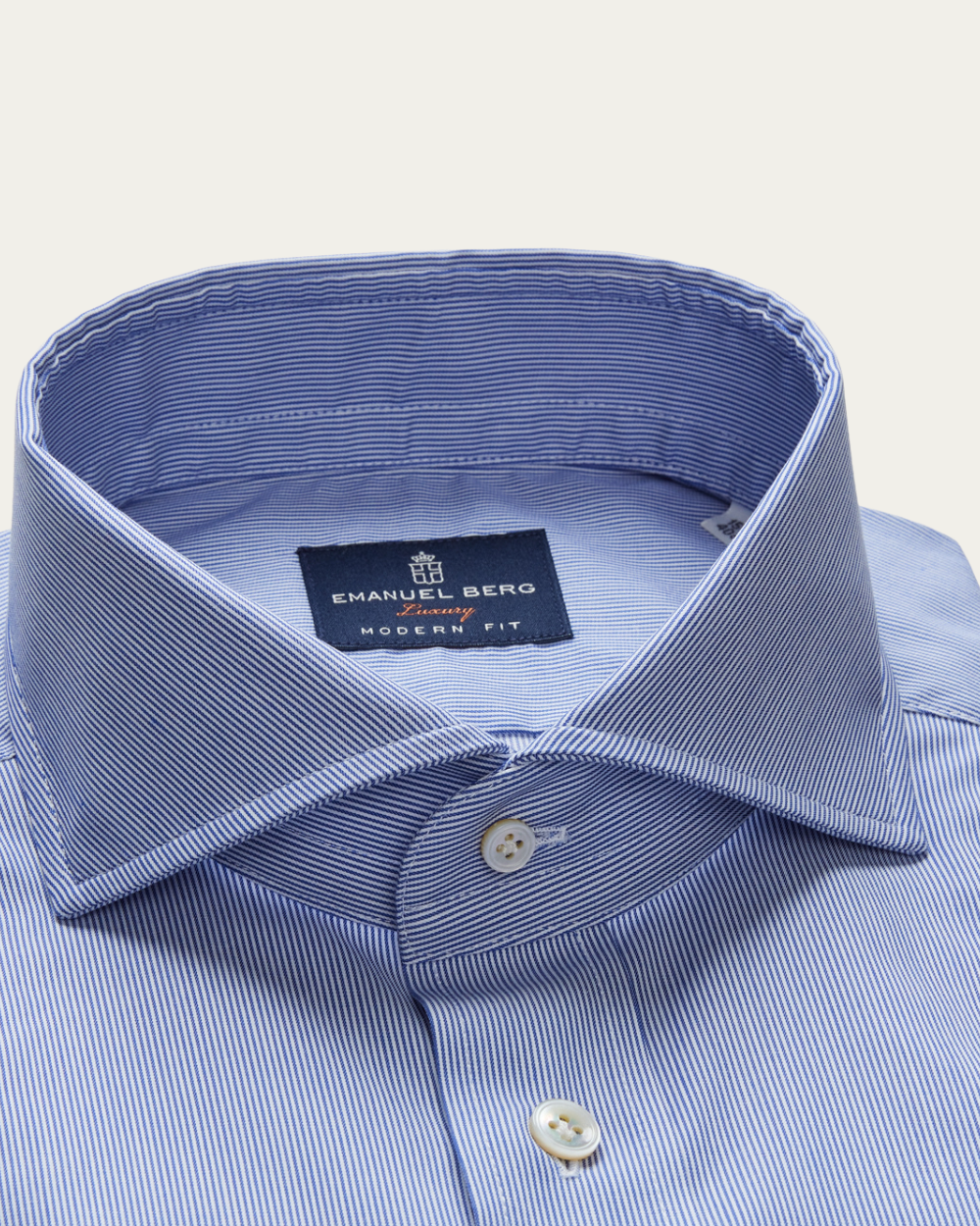 Emanuel Berg | Blue Fine Striped Wrinkle Resistant Twill Shirt