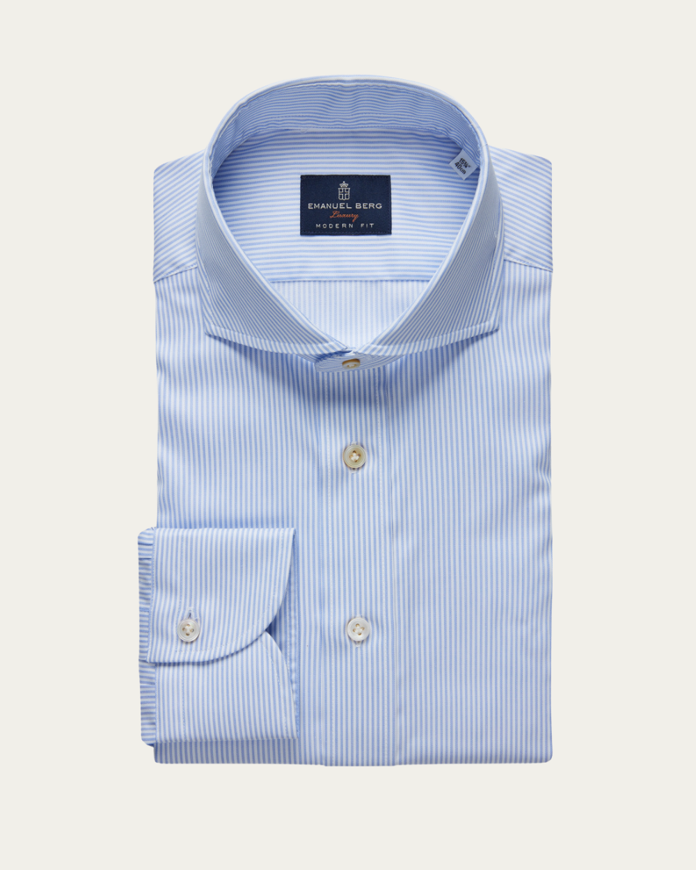 Light Blue Striped Wrinkle Resistant Twill Shirt | Emanuel Berg