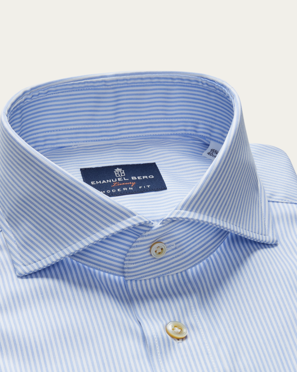 Light Blue Striped Wrinkle Resistant Twill Shirt | Emanuel Berg