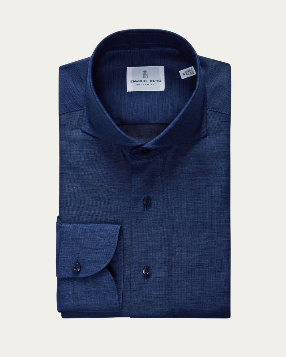 Navy Blue Cotton and Linen Shirt | Emanuel Berg