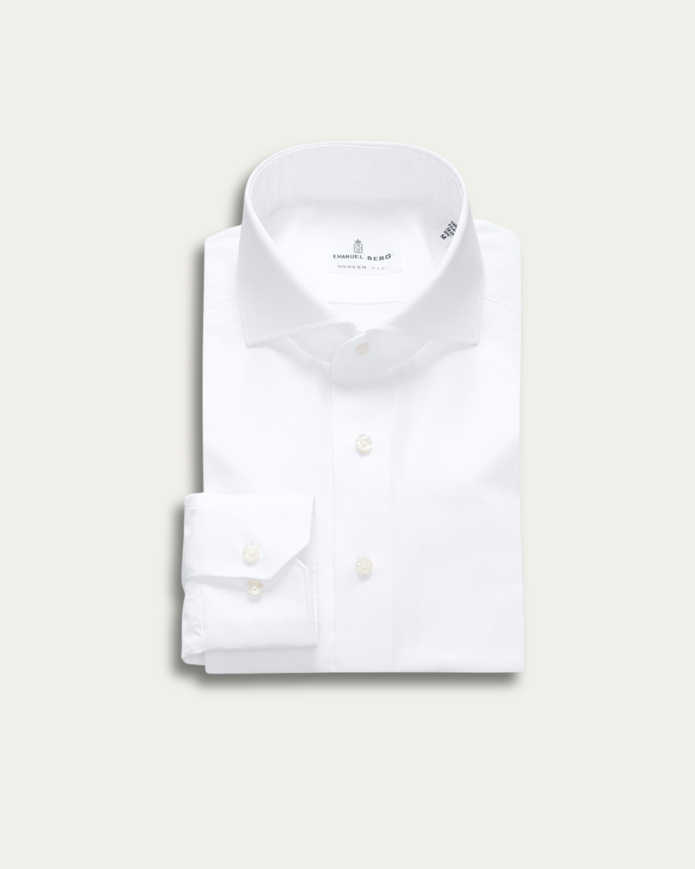 Biała koszula z egipskiej bawełny z kołnierzem Harvard | Emanuel Berg