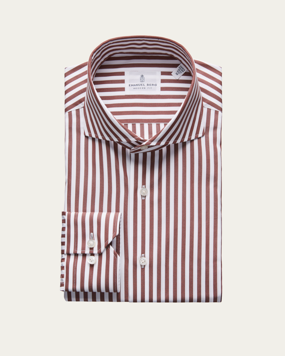 Koszula z bawełny w brązowe paski | Emanuel Berg