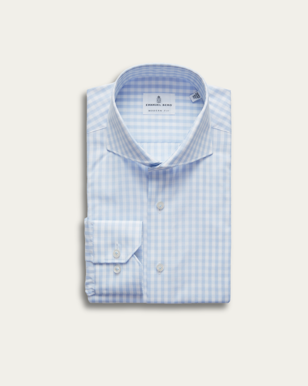 Light Blue Gingham Check Cotton Shirt | Emanuel Berg