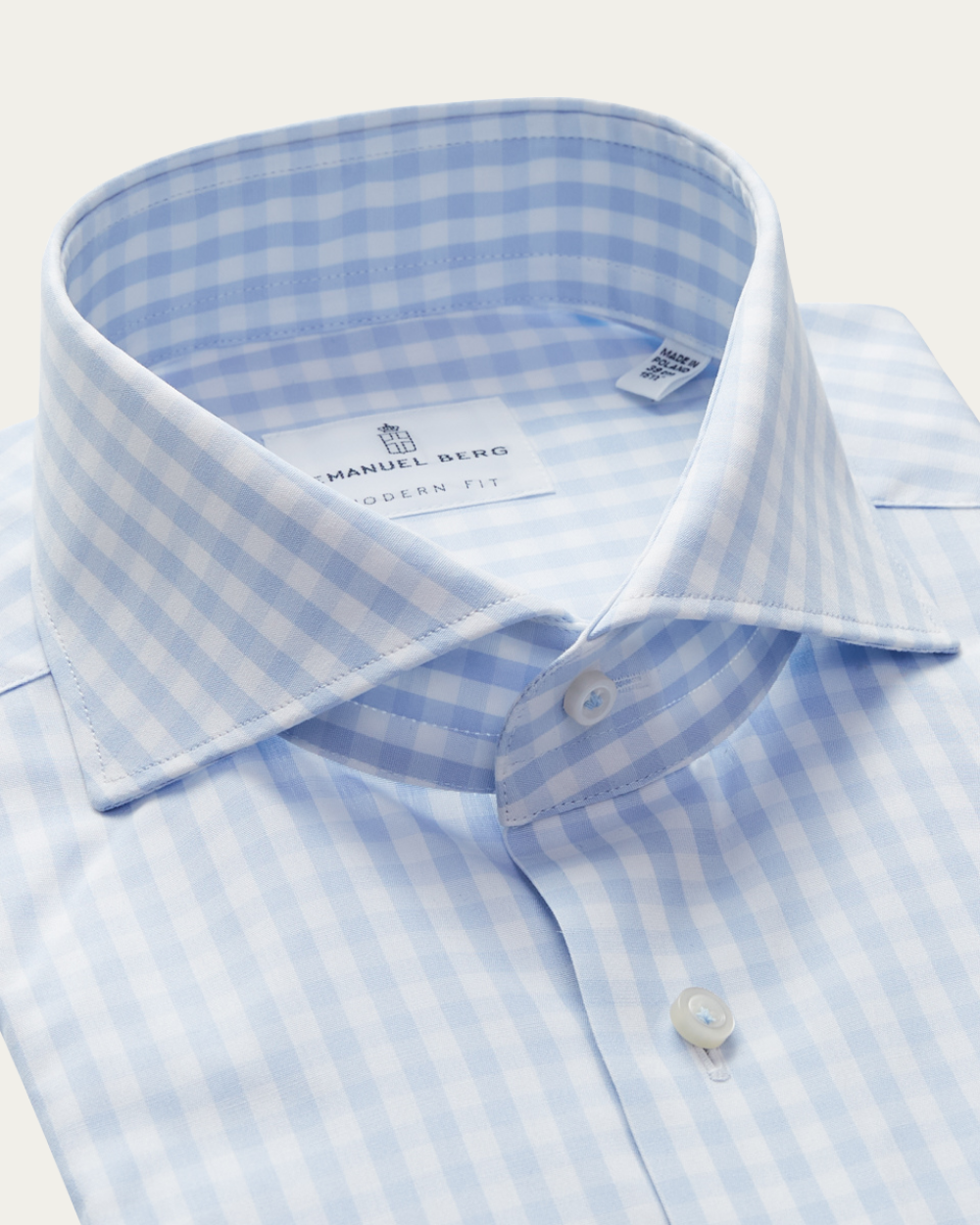 Emanuel Berg | Light Blue Gingham Check Cotton Shirt