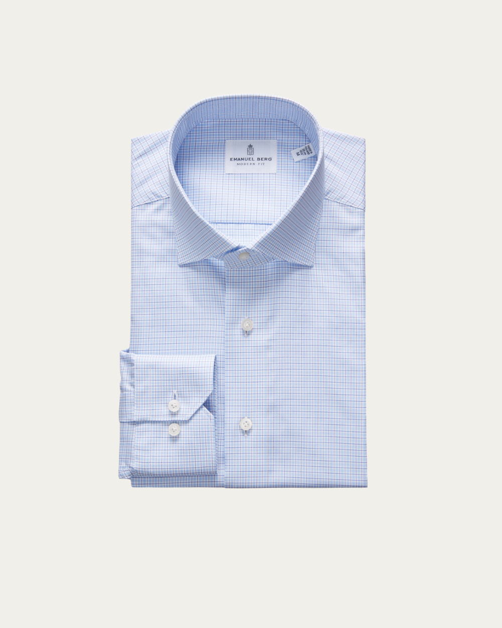 Light Blue Checked Cotton Shirt | Emanuel Berg