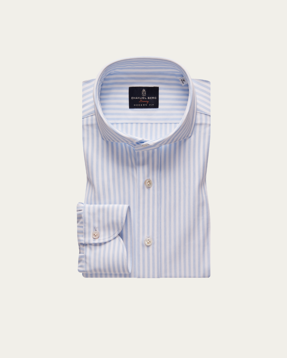 Light Blue Striped 4Flex Cotton-Blend Shirt | Emanuel Berg