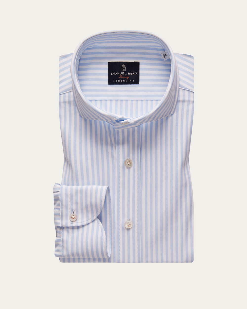 Light Blue Striped 4Flex Cotton-Blend Shirt | Emanuel Berg