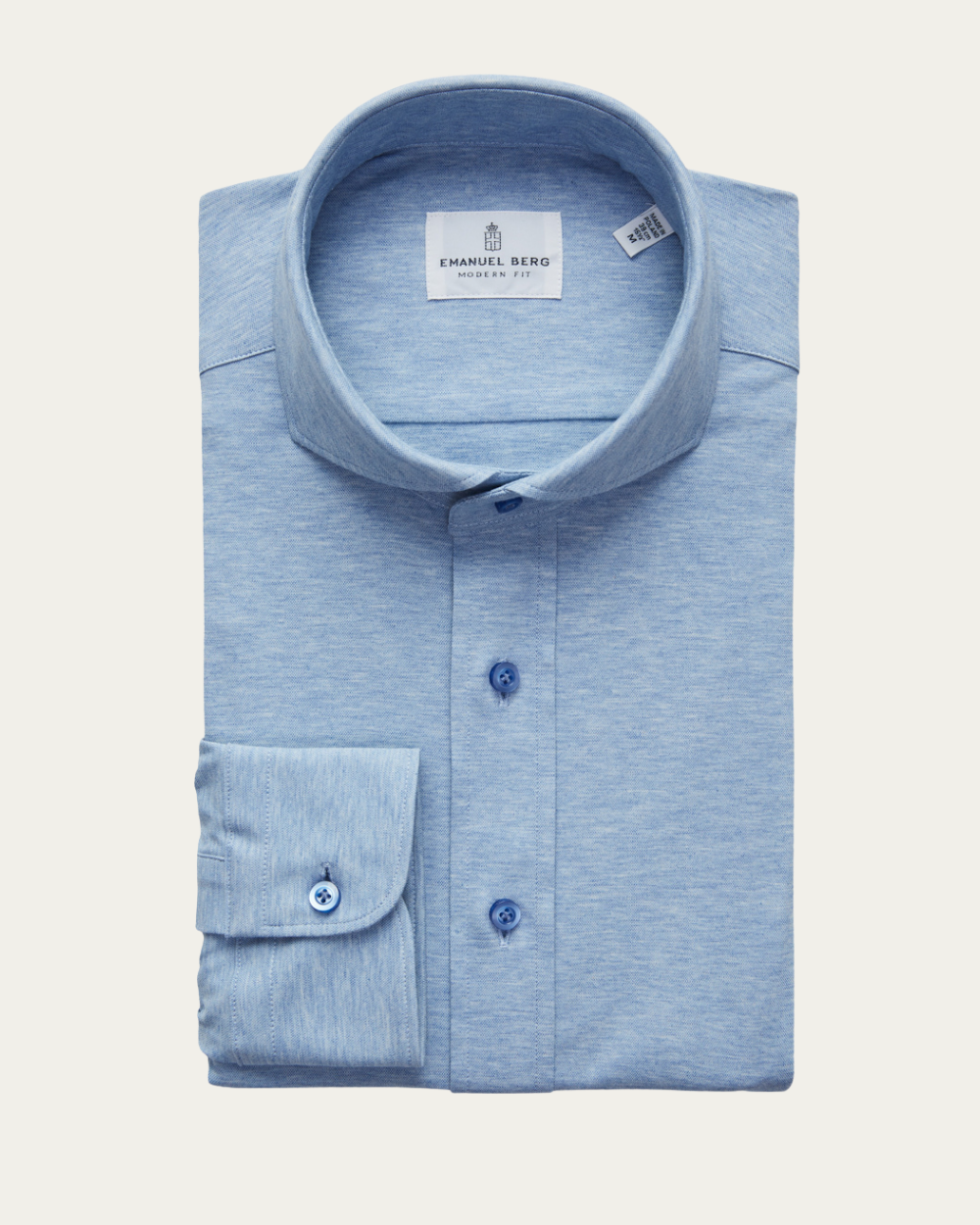 Emanuel Berg | Blue 4Flex Cotton-Blend Shirt